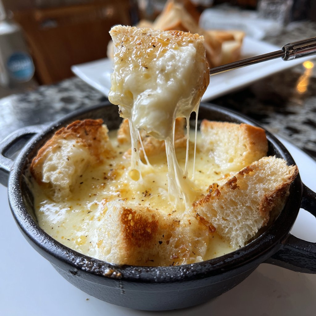 Fondue with Swiss Cheese and Garlic