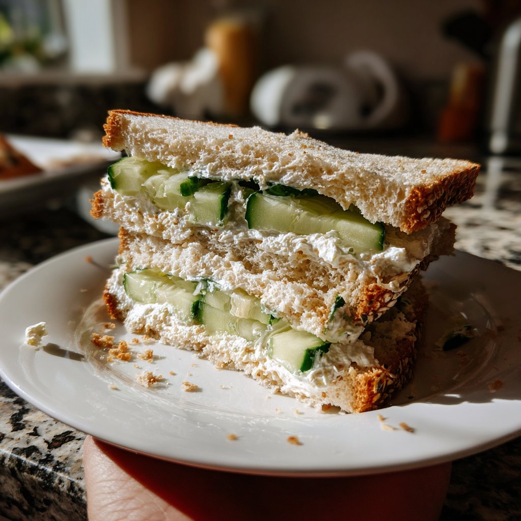 Light Cucumber Cream Cheese Sandwich Lunch