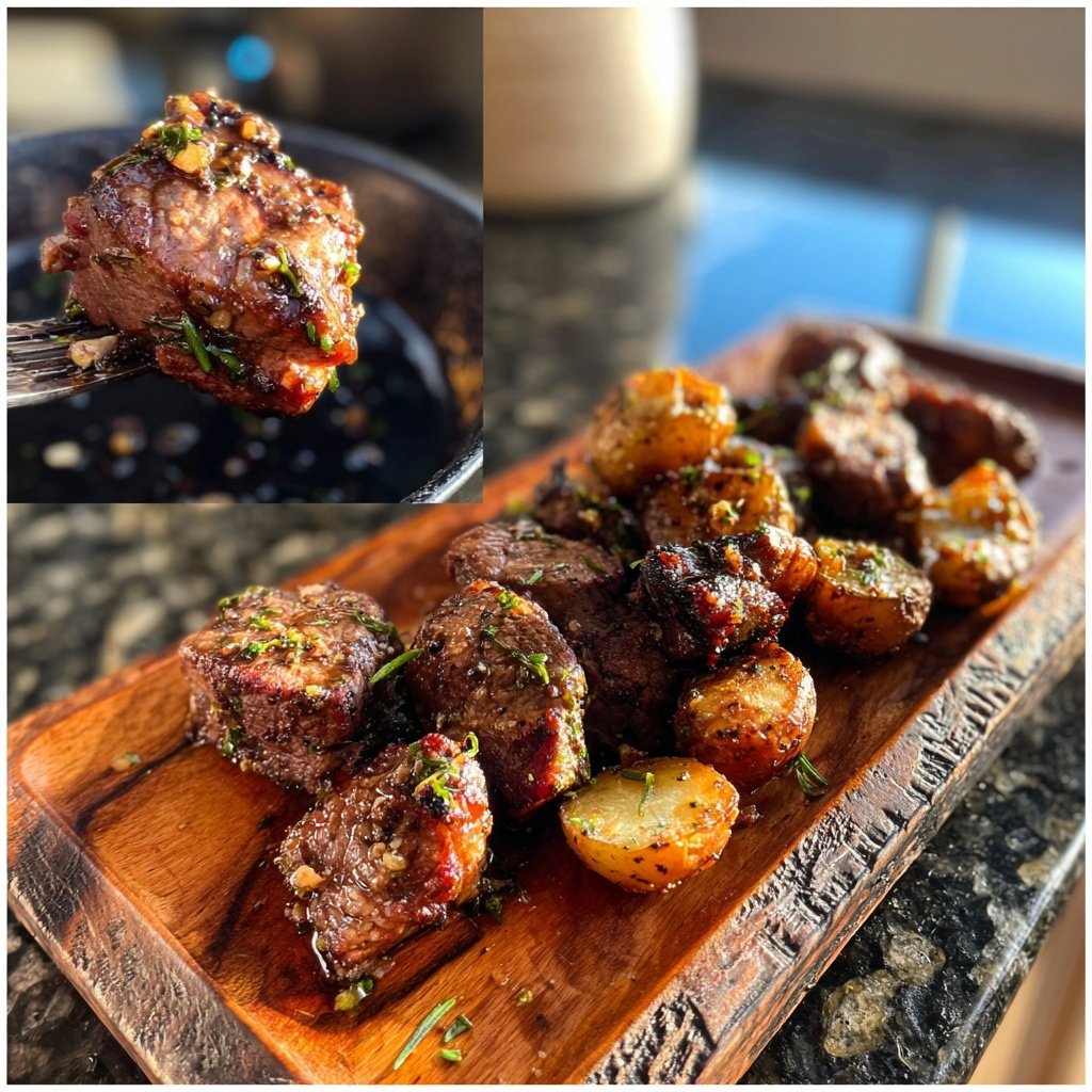 Garlic Butter Steak Bites With Potatoes