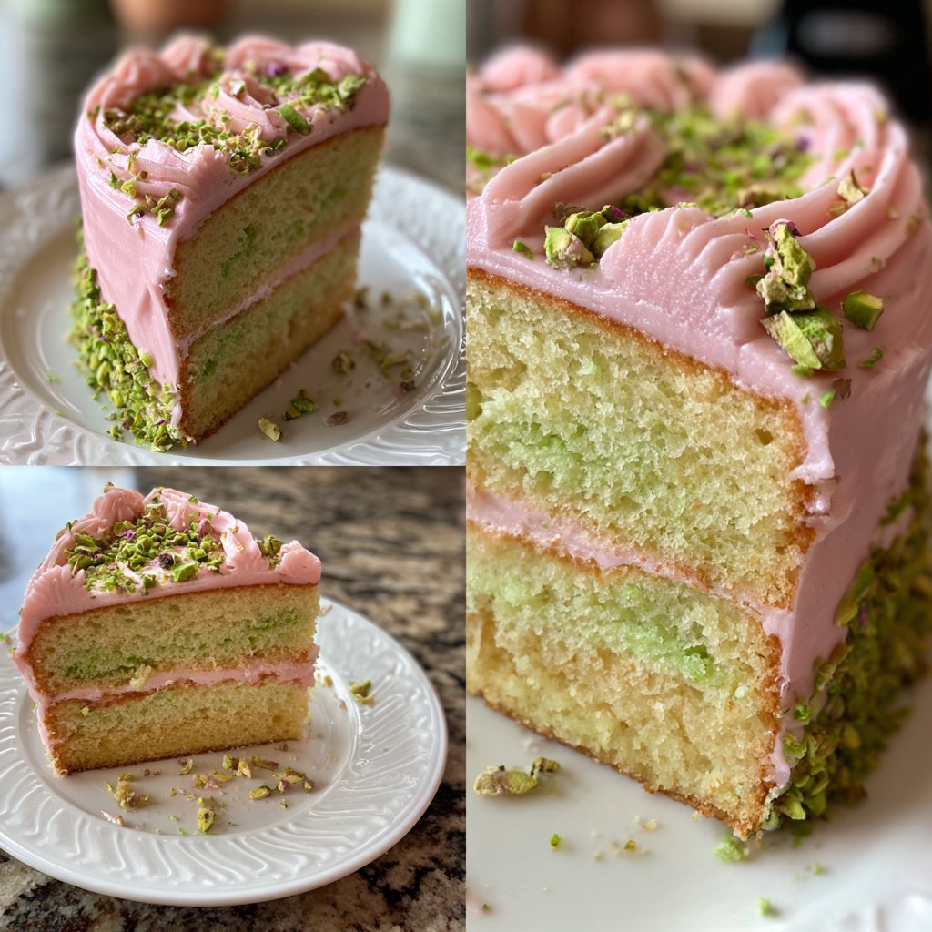 Mini Heart Cake with Pistachio Rose Frosting