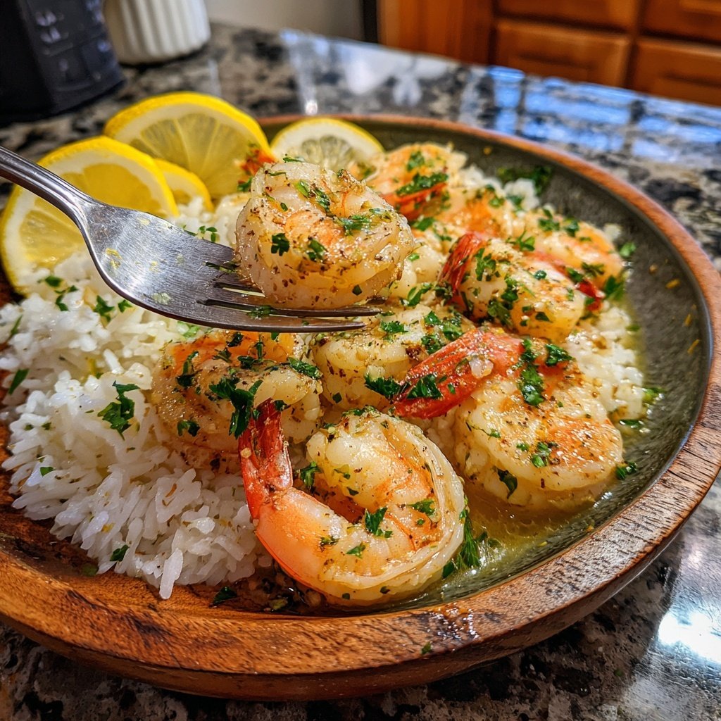 Lemon Garlic Shrimp With Rice