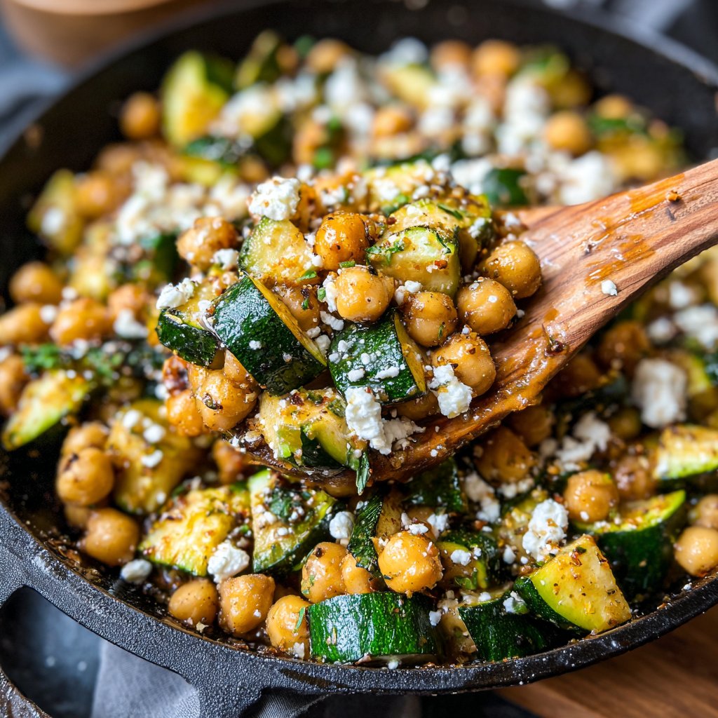 Zucchini Feta Chickpea Skillet