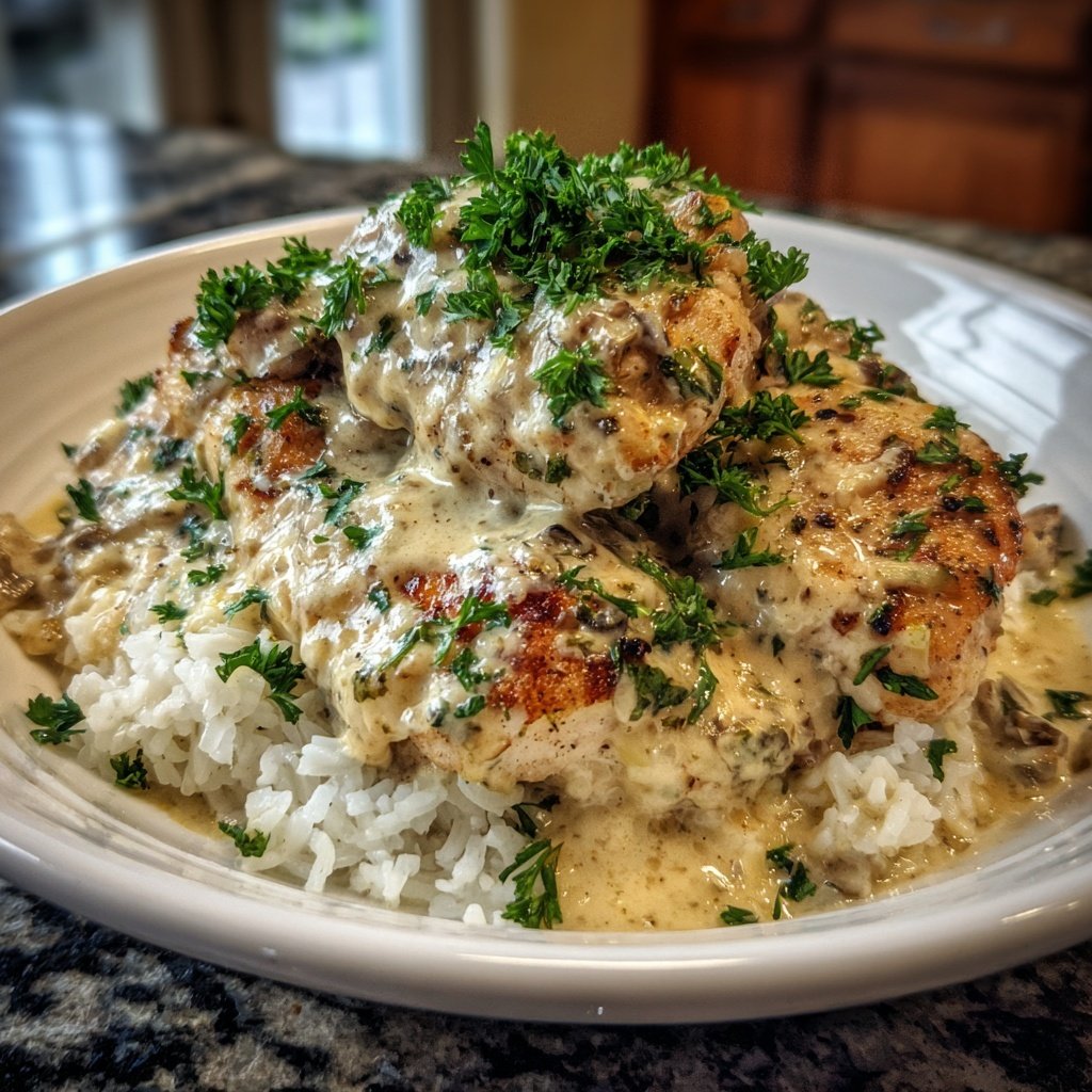 Creamy Garlic Chicken With Rice